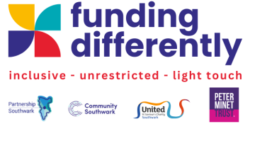 Funding Differently logo including Peter Minet Trust